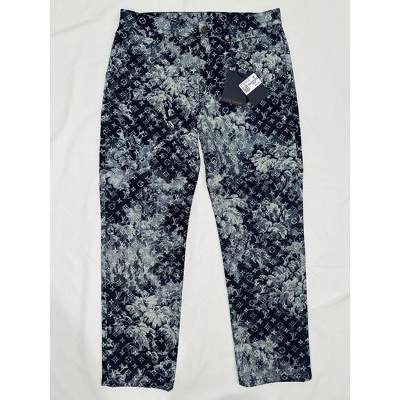 Louis Vuitton Tapestry Regular Denim Blue Monogram Logo Jeans Pants 32 - Picture 7 of 15